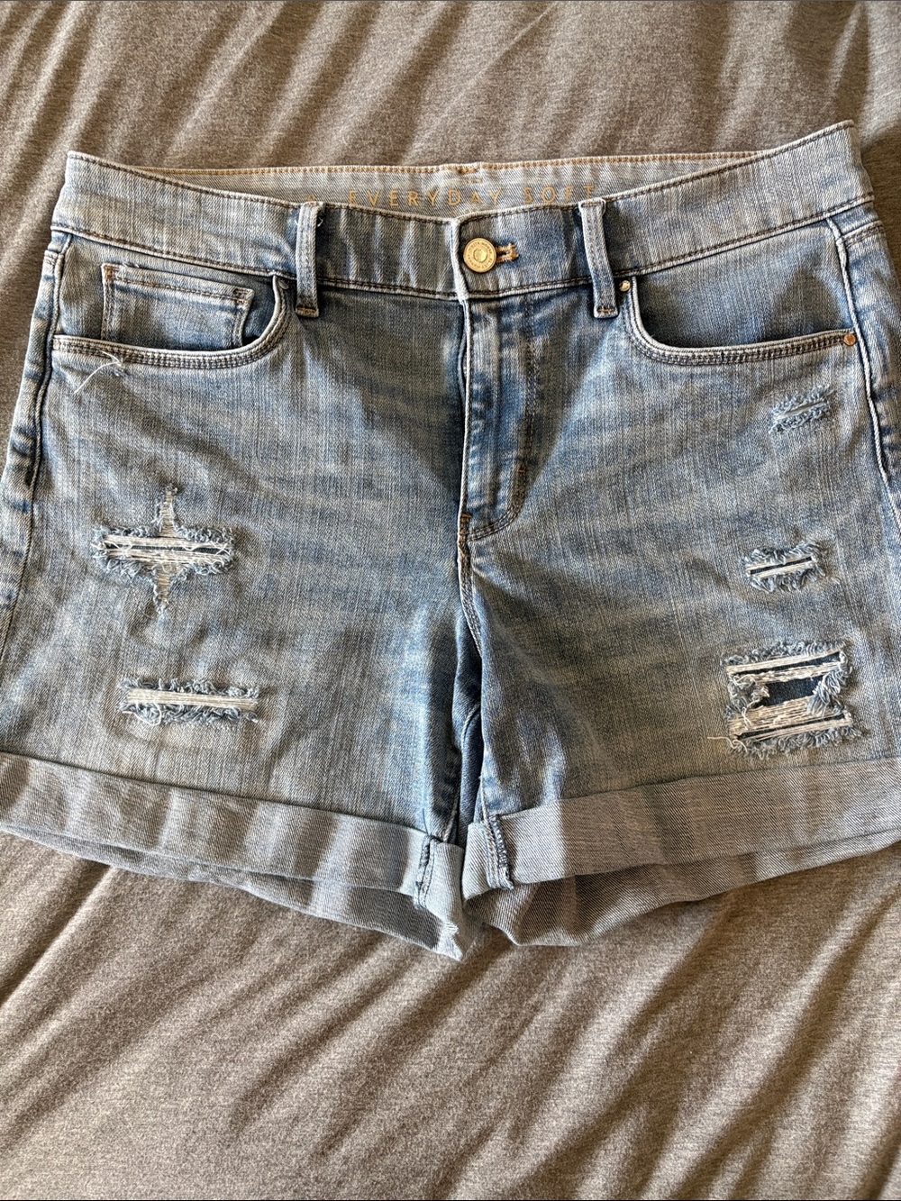White House Black Market Light Blue Distressed Cuffed Denim Shorts